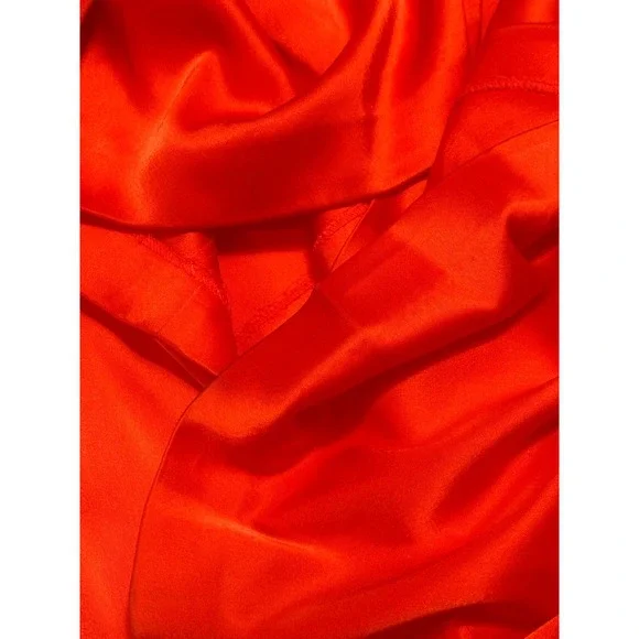Alice & Olivia NWT Myrtle Pleated Wide-Leg Satin Jumpsuit Tomato Red - Picture 8 of 8